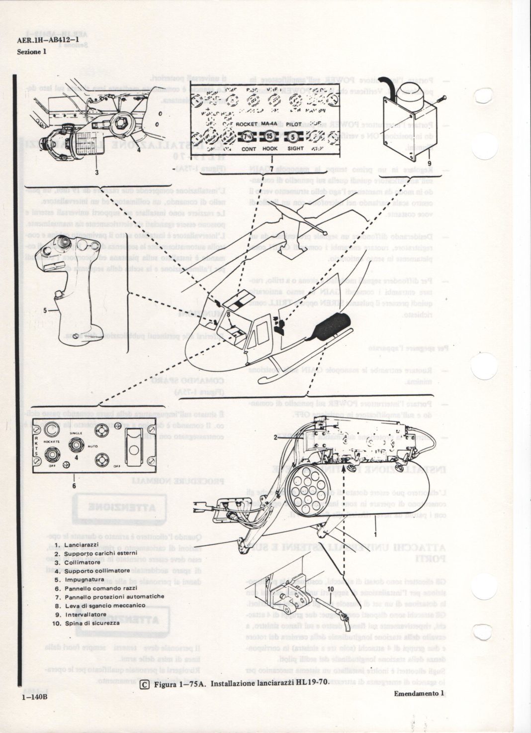 ab 412 installazione lanciarazzi razziere HL19-70